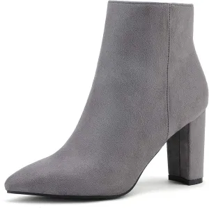 DREAM PAIRS Women's Chunky Heel Ankle Booties Pointed Toe Short Boots