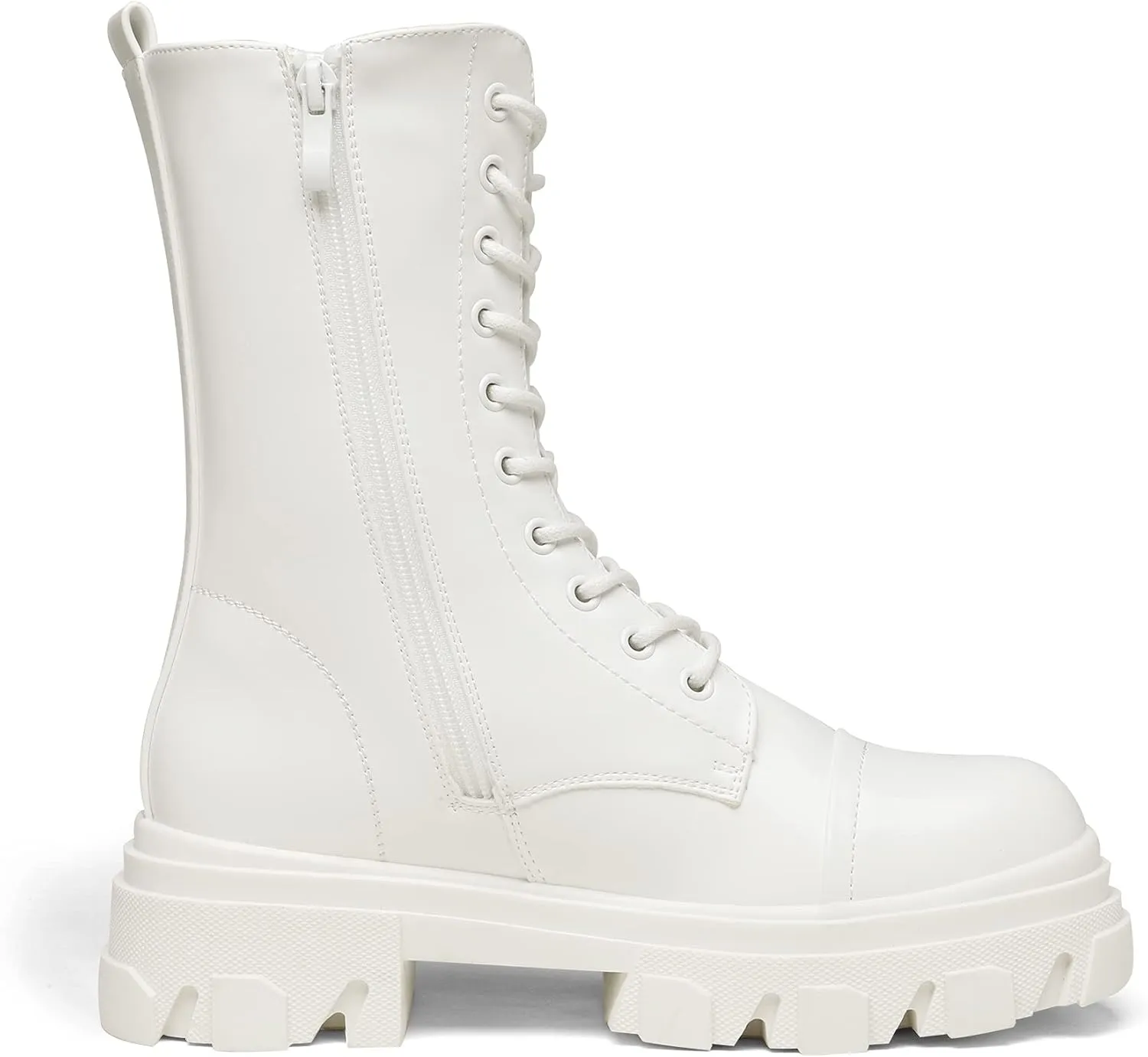 DREAM PAIRS Women’s Combat Boots Lace up Mid Calf Boots Low Heel Chunky Platform Lug Sole Boots