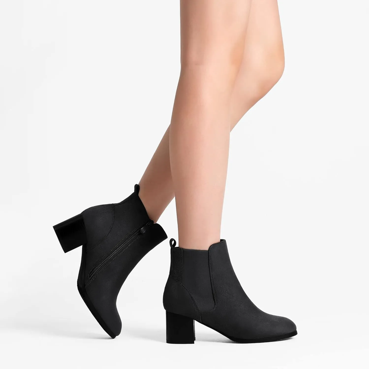 DREAM PAIRS Women’s Elastic Gore Chelsea Boots Chunky Block Heel Ankle Bootie