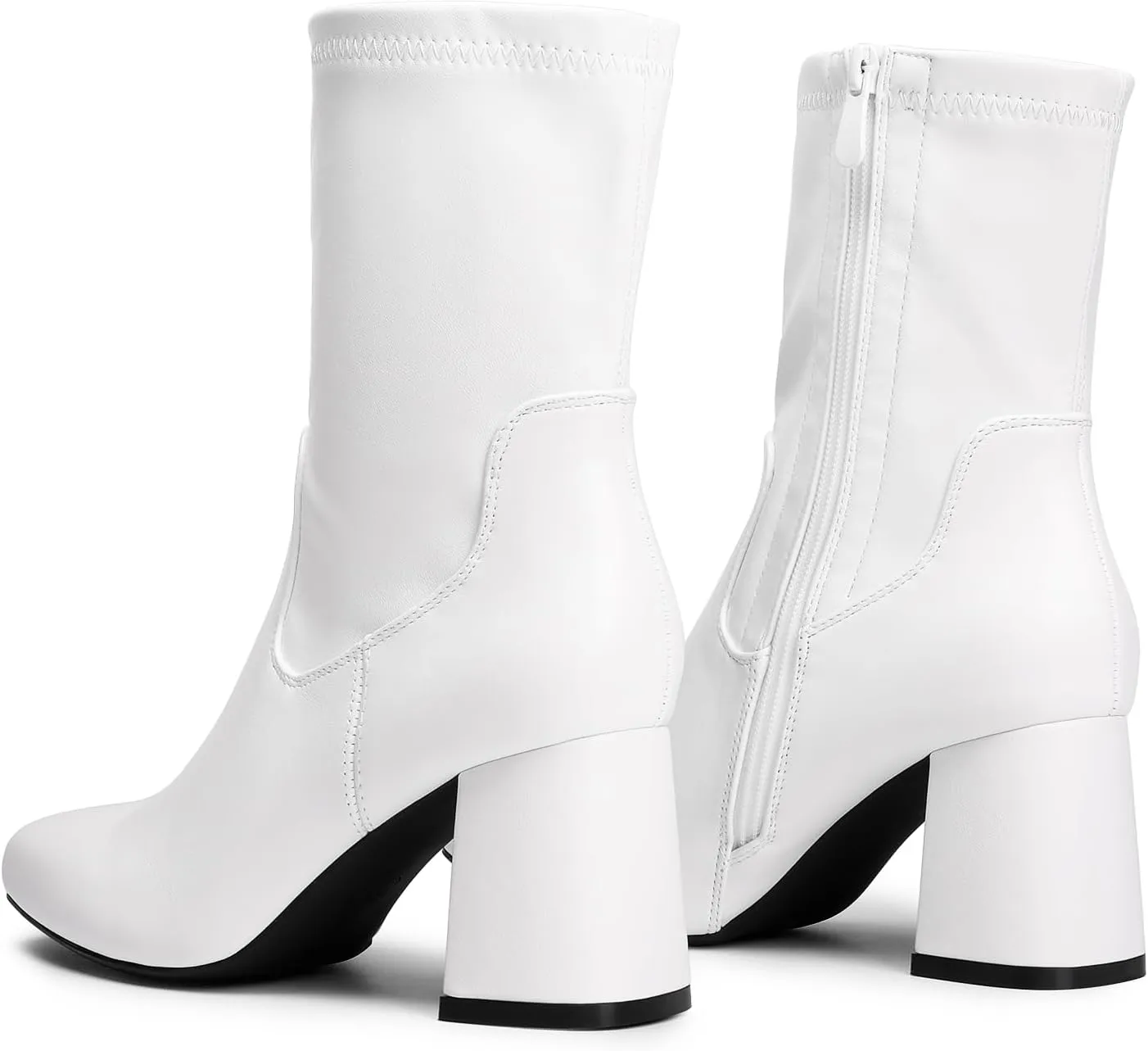 DREAM PAIRS Women's Gogo Boots Mid Calf Low Block Heel Boots Zipper Square Toe Ankle Boots For Party Cosplay Dance