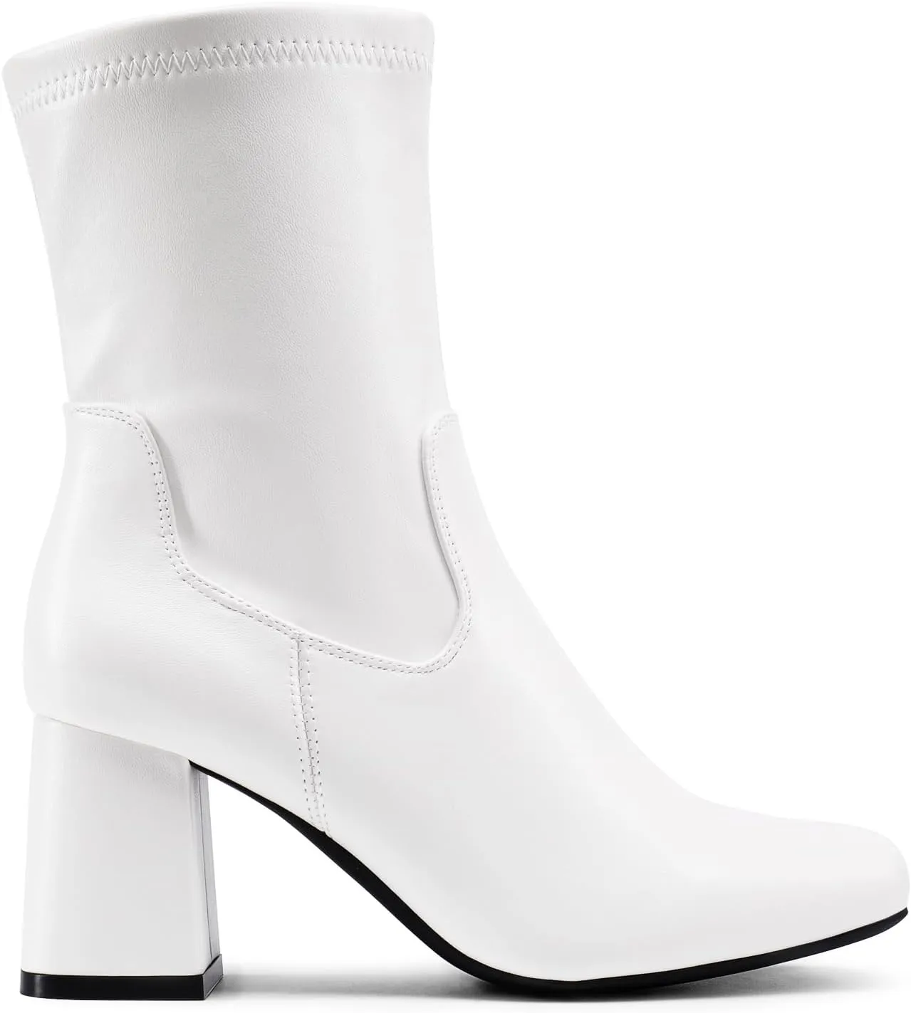 DREAM PAIRS Women's Gogo Boots Mid Calf Low Block Heel Boots Zipper Square Toe Ankle Boots For Party Cosplay Dance