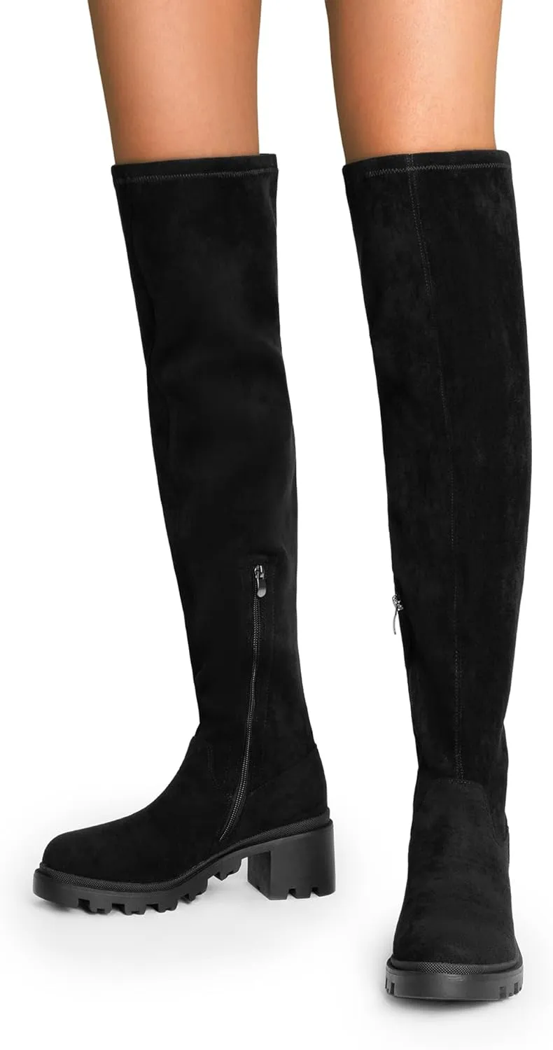 DREAM PAIRS Women's Knee High Boots, Platform Over The Knee High Chunky Heel Fashion Boots for Women
