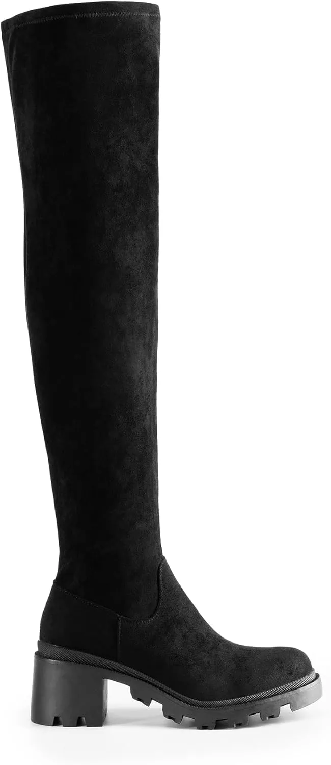 DREAM PAIRS Women's Knee High Boots, Platform Over The Knee High Chunky Heel Fashion Boots for Women