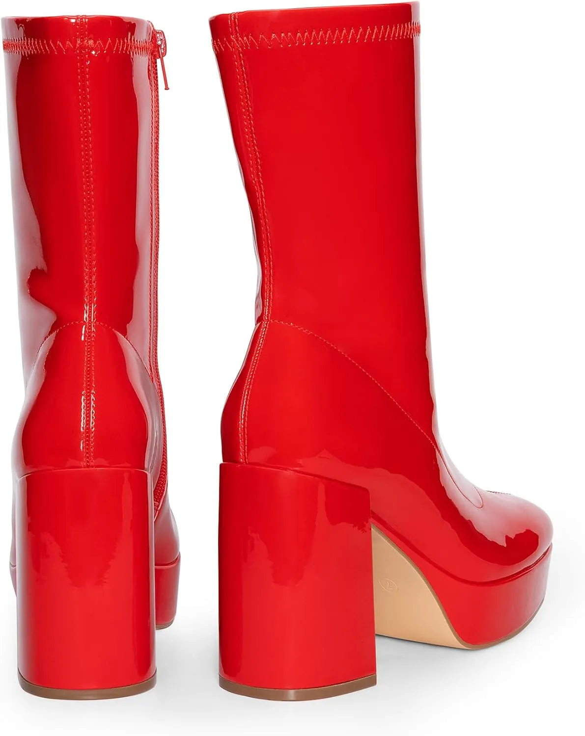 DREAM PAIRS Women's Mid Calf Gogo Boots Platform High Chunky Block Heel Square Toe Ankle Boots