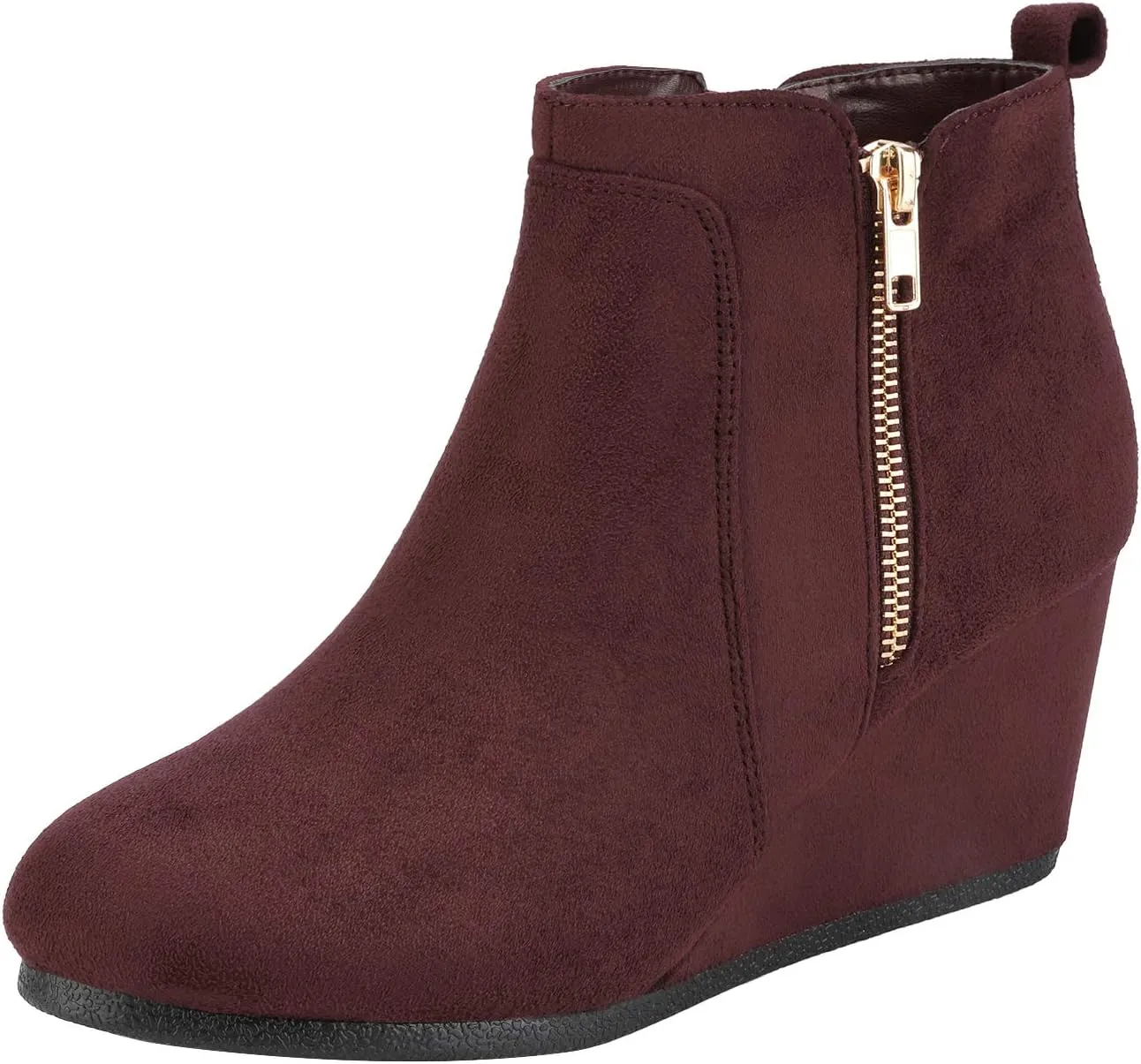 DREAM PAIRS Women's Suede Low Wedges Ankle Boots