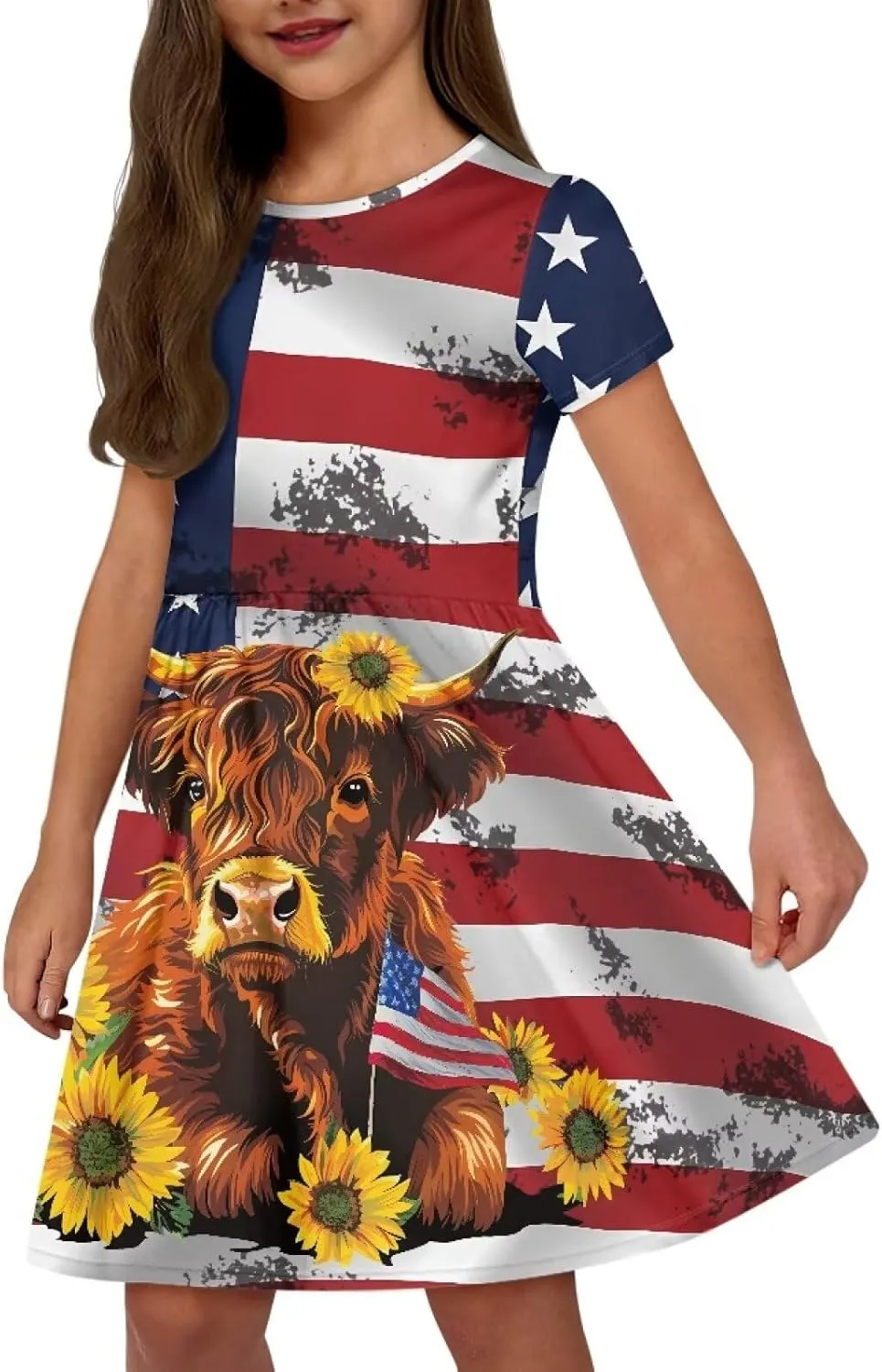 Dresses for Girls 2-14 Years Old Kids Summer Dress Casual Short Sleeve A Line Skater Dresses
