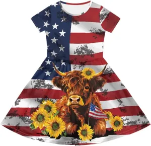 Dresses for Girls 2-14 Years Old Kids Summer Dress Casual Short Sleeve A Line Skater Dresses