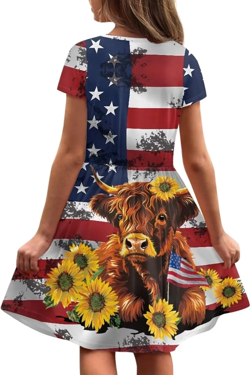 Dresses for Girls 2-14 Years Old Kids Summer Dress Casual Short Sleeve A Line Skater Dresses