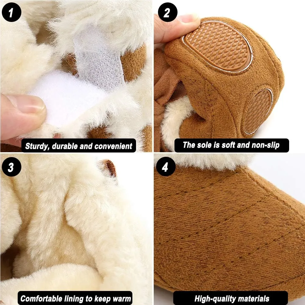 E-FAK Baby Boy Girl Boots Newborn Shoes Winter Snow Bowknot Anti-Slip Soft Sole Warm Infant Toddler Prewalker Booties