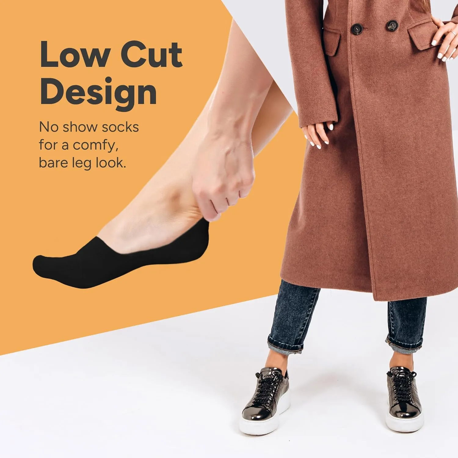 Eedor No Show Socks Womens Invisible Liner, Non Slip & Low Cut, Casual & Formal Wear, Soft & Stretchable