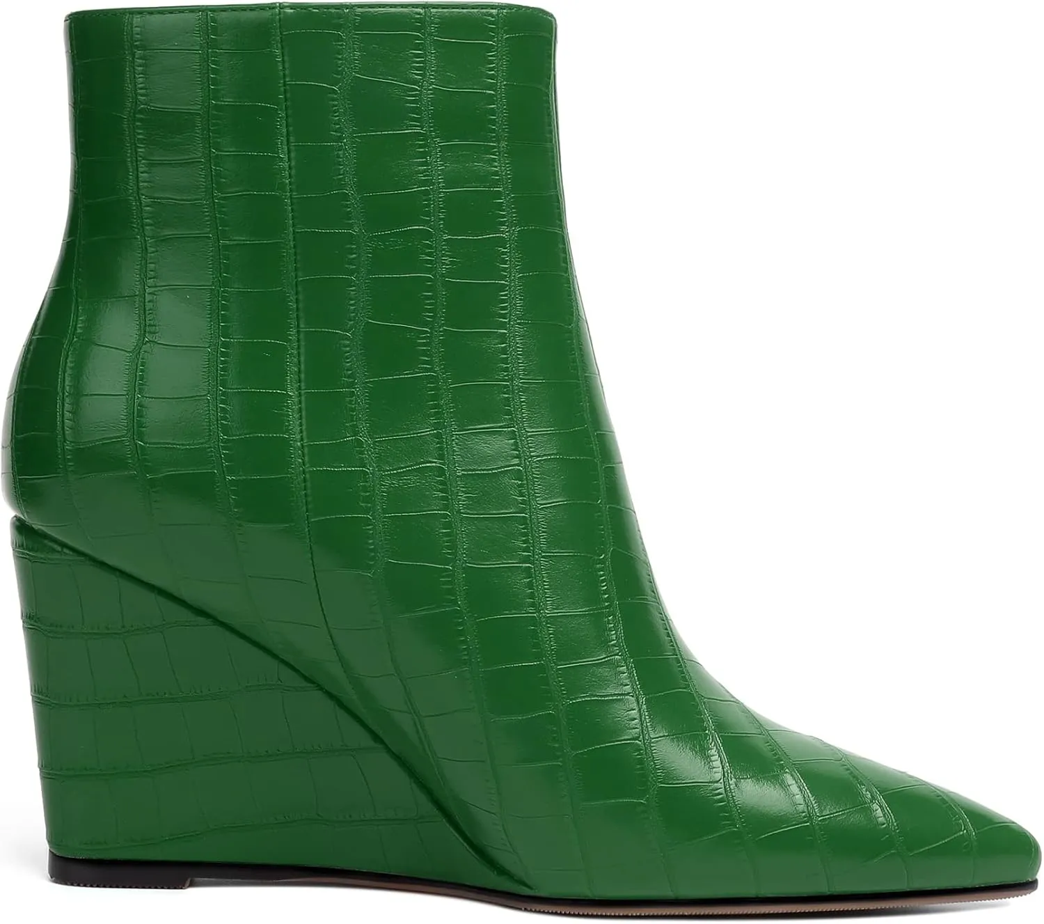 Eldof Wedge Heel Ankle Boots for Women with Zip Closure Pointed Toe Wedge Booties Party Dress Fashion Short Booties 3.5 Inch
