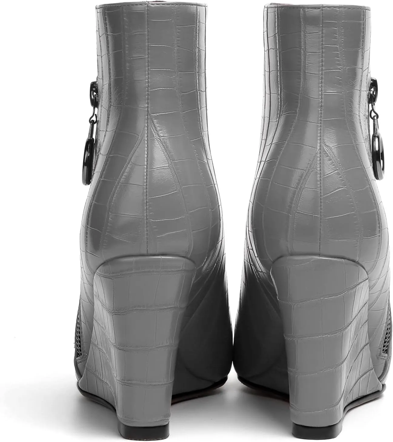Eldof Wedge Heel Ankle Boots for Women with Zip Closure Pointed Toe Wedge Booties Party Dress Fashion Short Booties 3.5 Inch