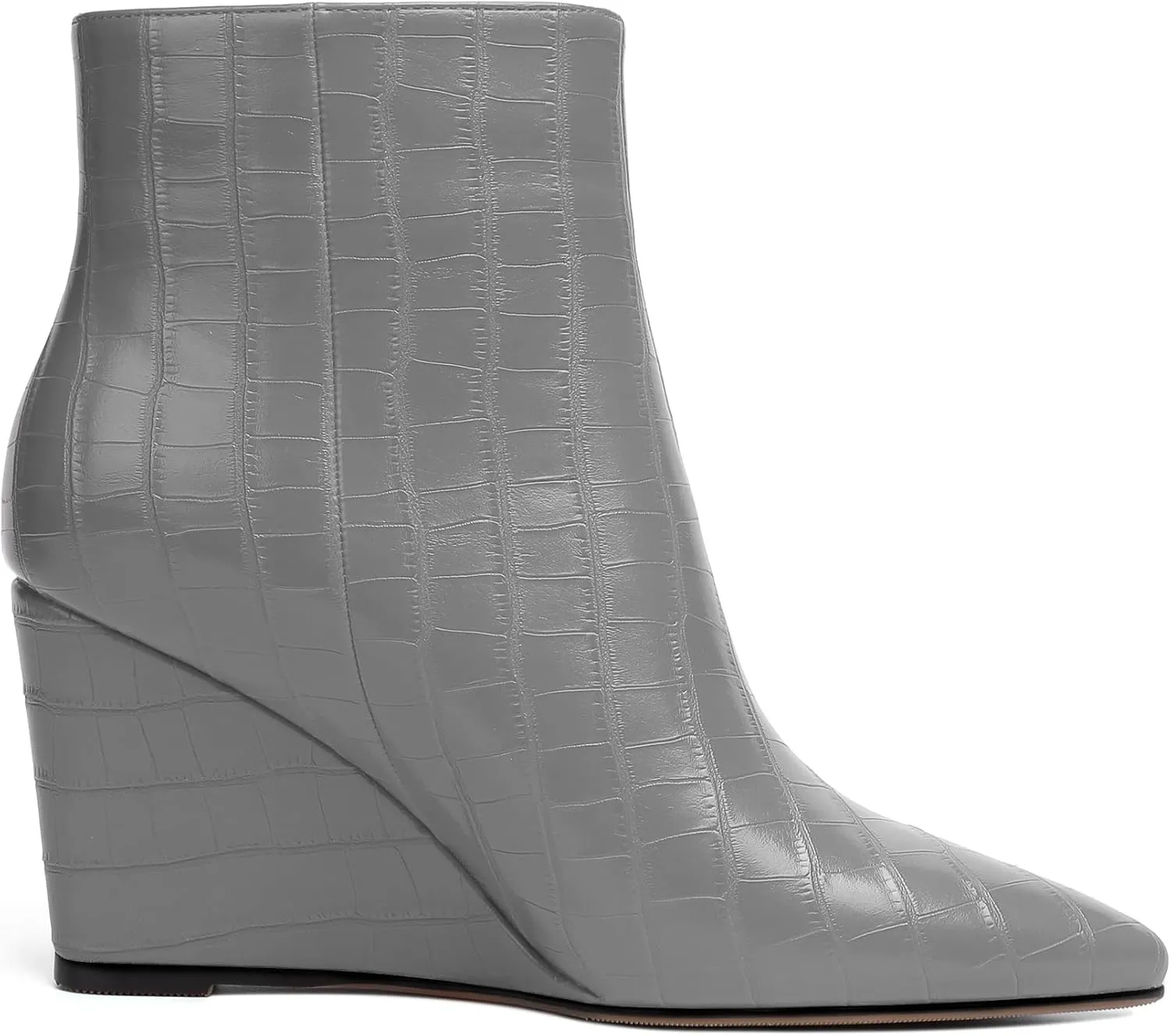 Eldof Wedge Heel Ankle Boots for Women with Zip Closure Pointed Toe Wedge Booties Party Dress Fashion Short Booties 3.5 Inch
