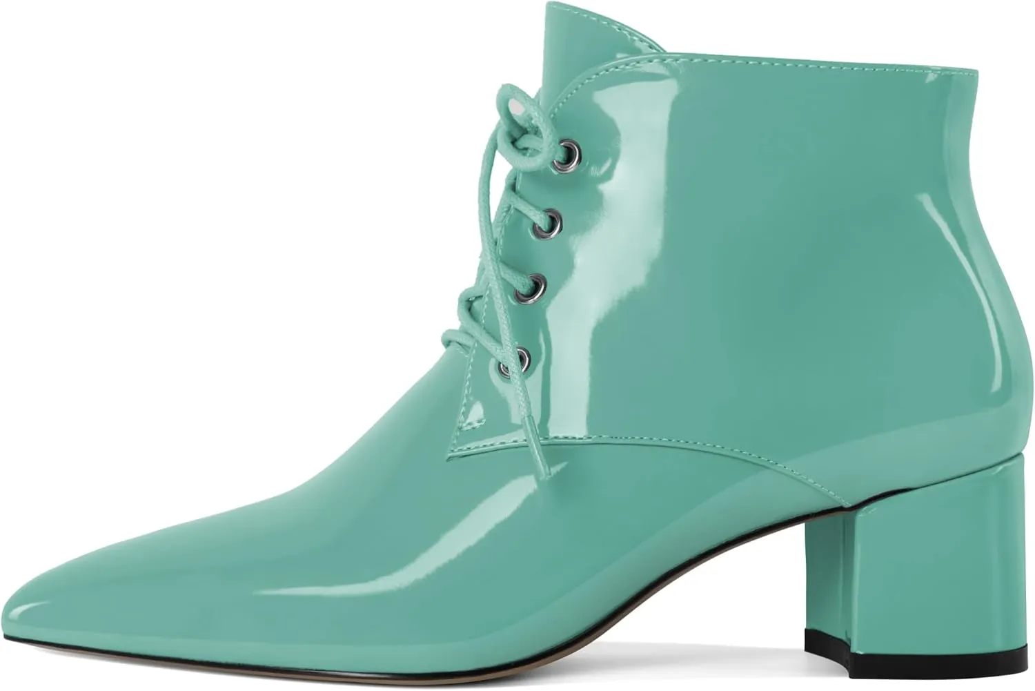 Eldof Women's Booties Low Chunky Heel Ankle Boots Pointed Toe Lace Up Comfortable Walking Boots