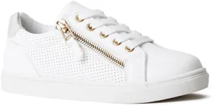 FabKids Kids Sneakers Boys Girls White Shoes Low Top Lace Up Footwear for Toddler Little Kid Big Kid