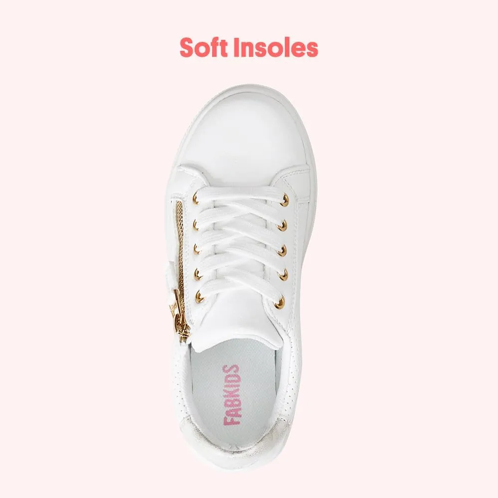 FabKids Kids Sneakers Boys Girls White Shoes Low Top Lace Up Footwear for Toddler Little Kid Big Kid