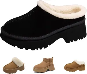 Fashion Platform Clogs for Women's Casual Outdoor Slip on Plush Lining Slippers Comfortable Outdoor Non Slip Women's Mules & Clogs