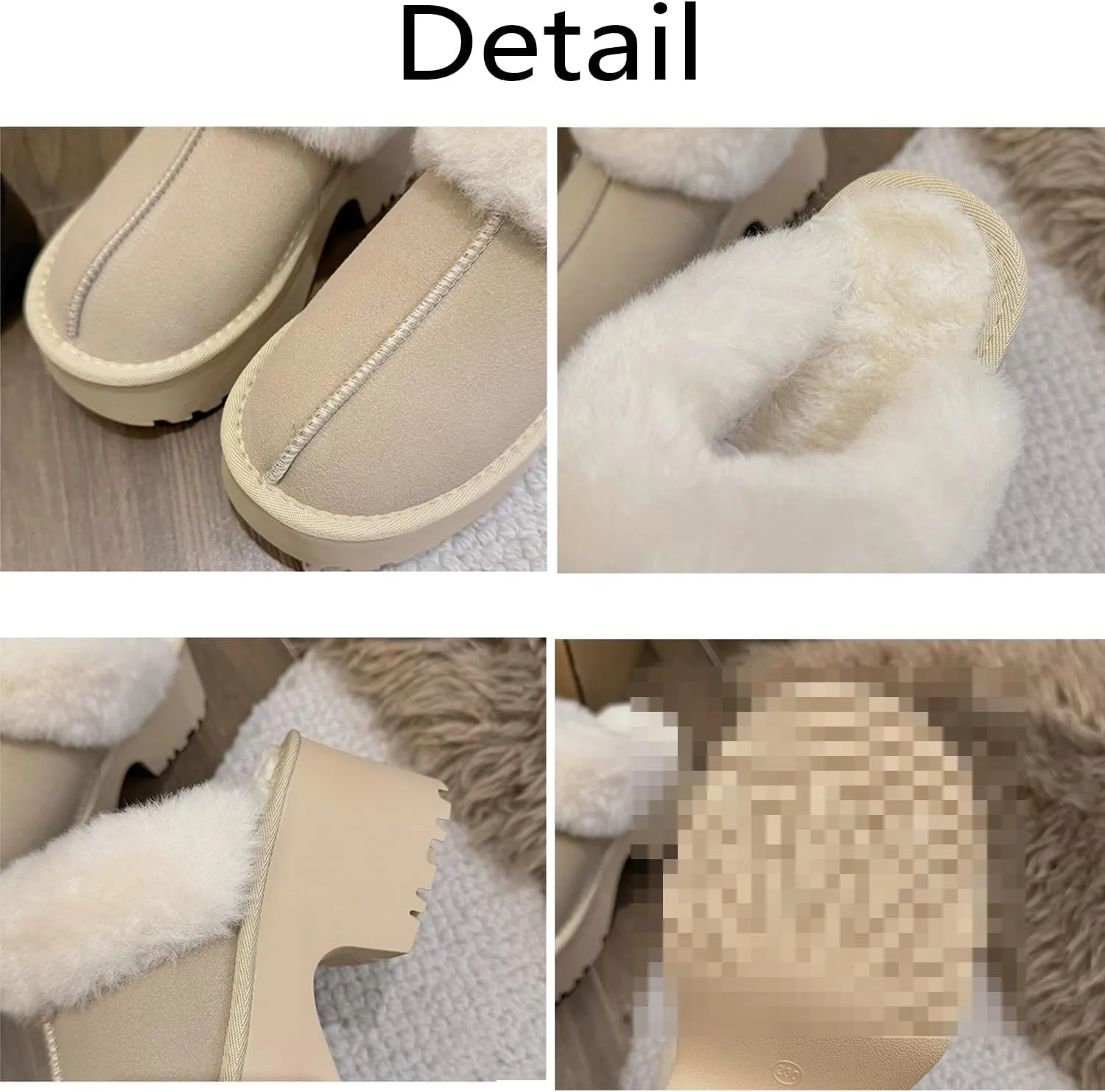Fashion Platform Clogs for Women's Casual Outdoor Slip on Plush Lining Slippers Comfortable Outdoor Non Slip Women's Mules & Clogs