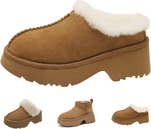 Fashion Platform Clogs for Women's Casual Outdoor Slip on Plush Lining Slippers Comfortable Outdoor Non Slip Women's Mules & Clogs