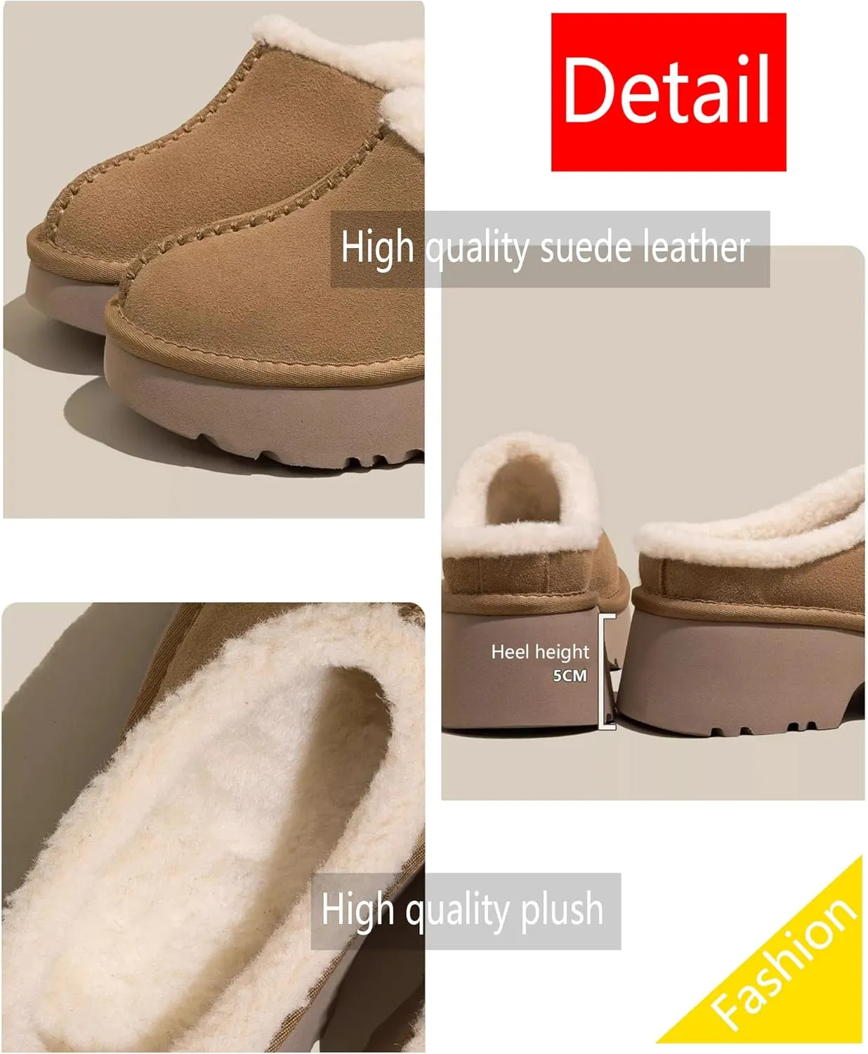 Fashion Platform Clogs for Women's Casual Outdoor Slip on Plush Lining Slippers Comfortable Outdoor Non Slip Women's Mules & Clogs