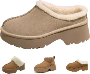 Fashion Platform Clogs for Women's Casual Outdoor Slip on Plush Lining Slippers Comfortable Outdoor Non Slip Women's Mules & Clogs