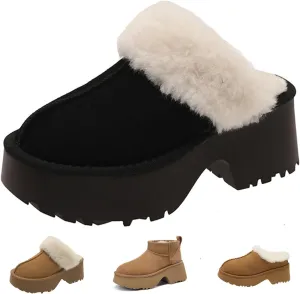 Fashion Platform Clogs for Women's Casual Outdoor Slip on Plush Lining Slippers Comfortable Outdoor Non Slip Women's Mules & Clogs