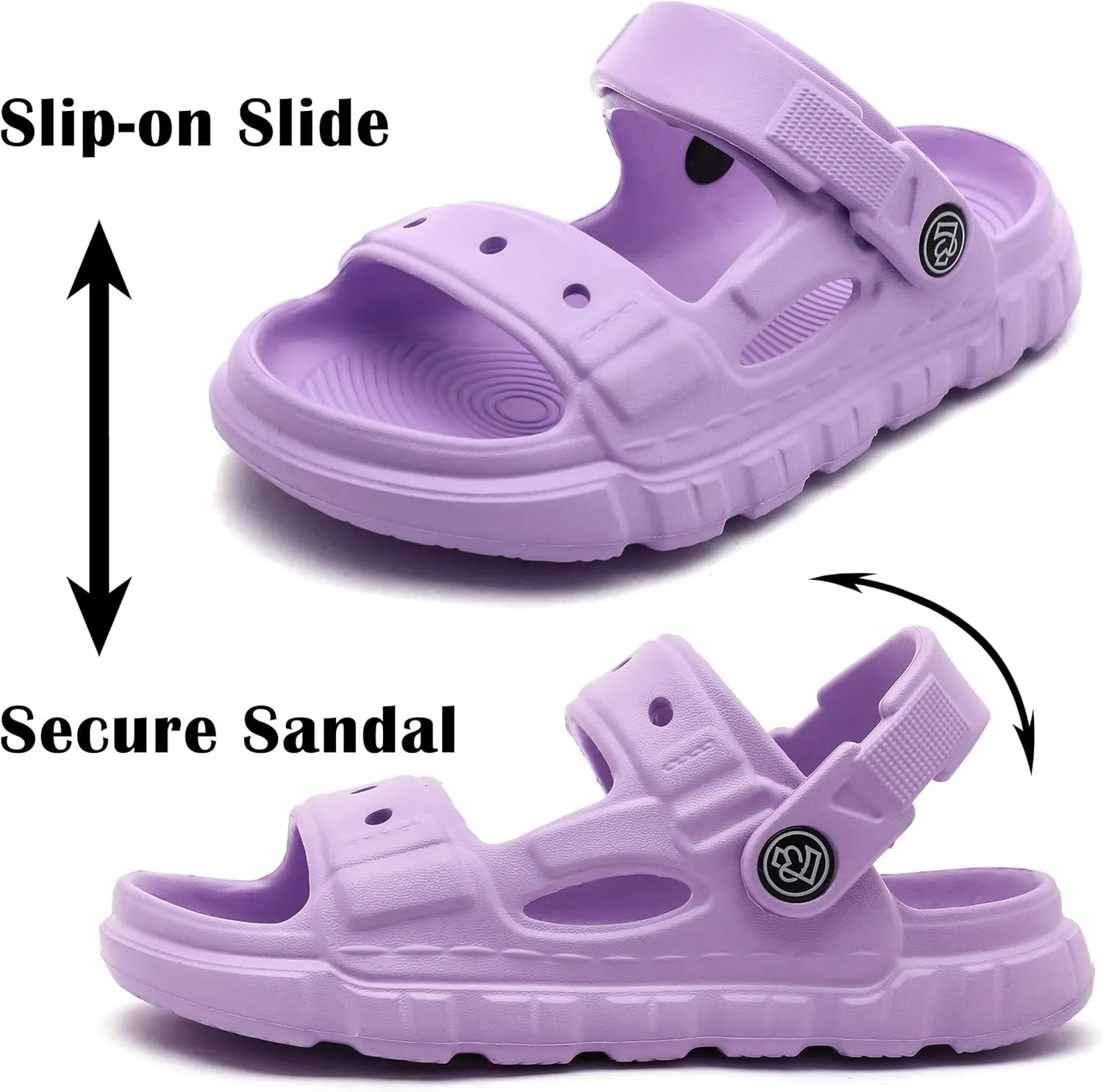 Femizee Kids 2-in-1 Sandals and Slides for Boys & Girls Lightweight Waterproof Slip-On Sandals Summer Water Shoes for Beach Pool Garden Play