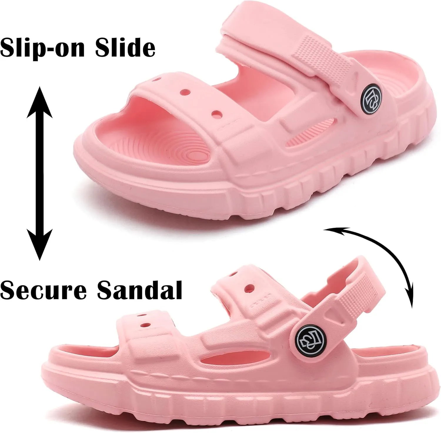 Femizee Kids 2-in-1 Sandals and Slides for Boys & Girls Lightweight Waterproof Slip-On Sandals Summer Water Shoes for Beach Pool Garden Play