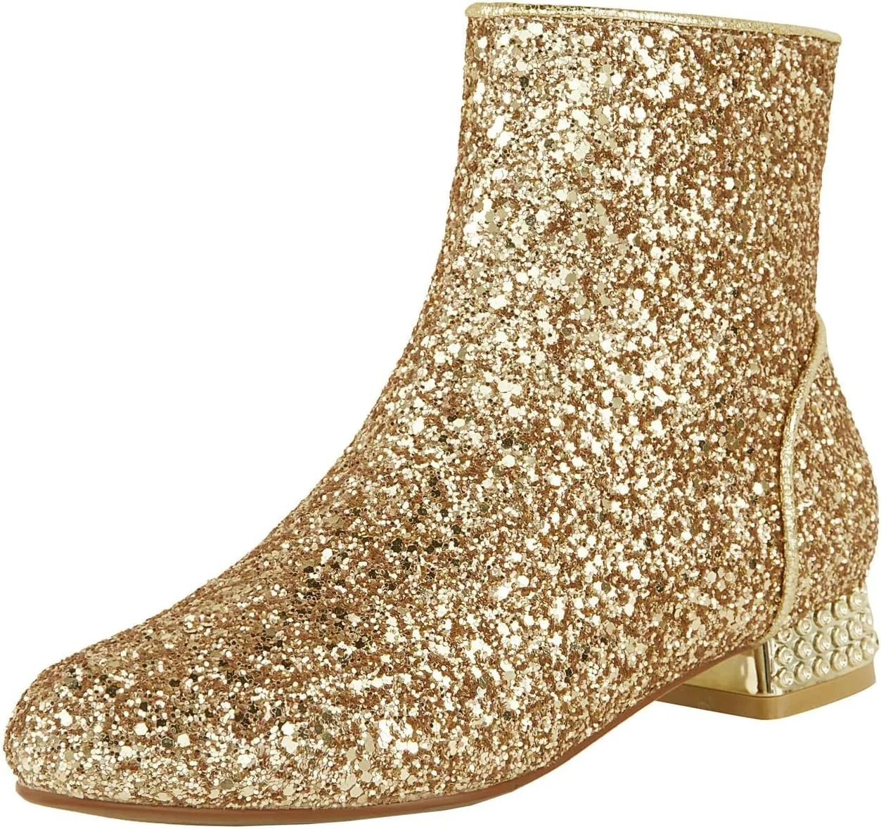 FIFSY Women Sequin Ankle Boots Low Heel Sparkly Glitter Booties