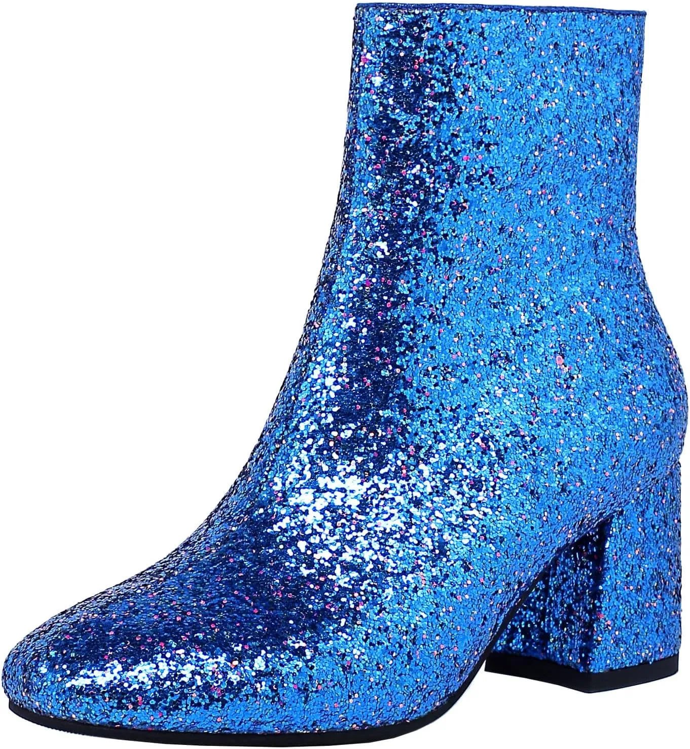 FIFSY Women Sparkly Ankle Boots Sequin Glitter Booties Chunky High Heels