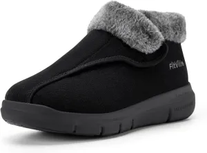 FitVille Men's Wide Snow Boots, Lightweight Winter Boots Slippers Warm Slip-on Diabetic Boots with Adjustable Closures, Comfortable Lymphedema Shoes for Swollen Feet