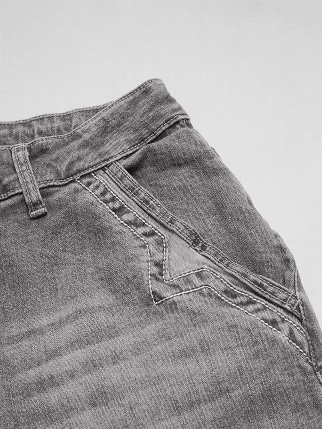 Flamingals Wide Leg Jeans for Women Mid Waist Baggy Stitch Decor Denim Washed Pants Without Belt