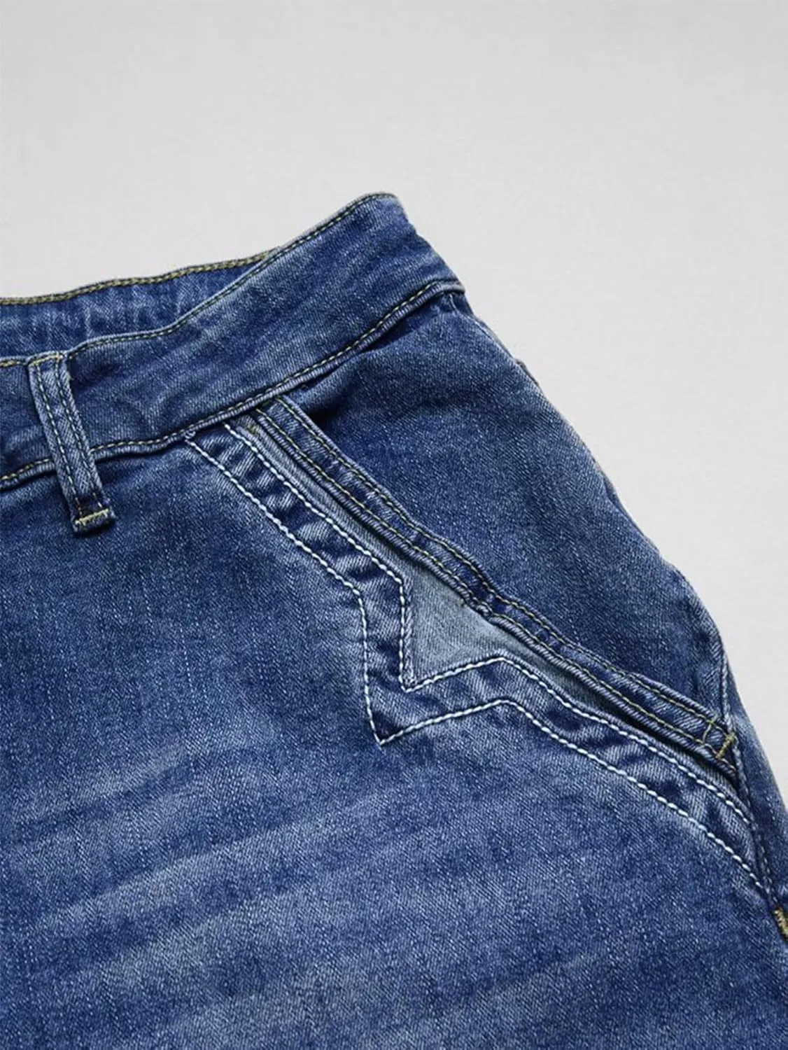 Flamingals Wide Leg Jeans for Women Mid Waist Baggy Stitch Decor Denim Washed Pants Without Belt
