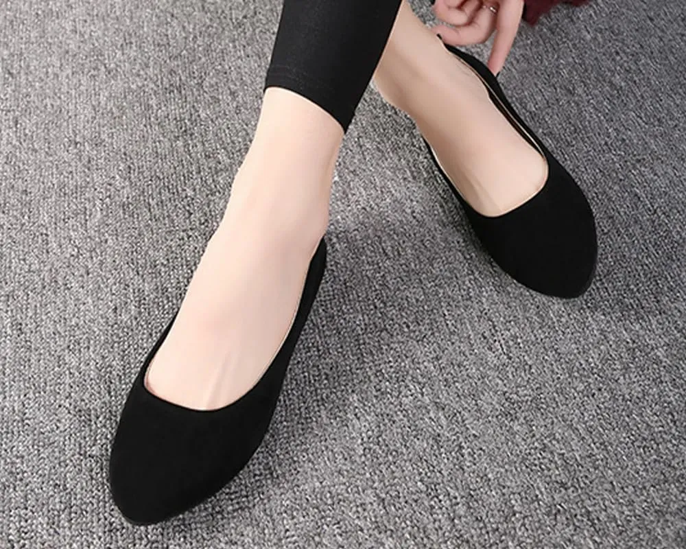 Flats Women's Shoes Pointed Toe Faux Suede Flat Walking Shoes Ladies Casual Flats Comfortable Soft-Soled Slip On Loafers Low Heels Ballet Flats Classic Dressy Shoes Office Work Party