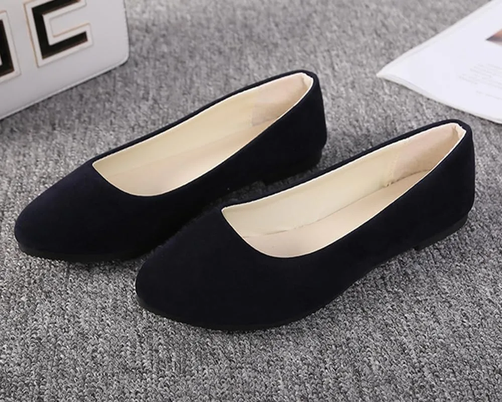 Flats Women's Shoes Pointed Toe Faux Suede Flat Walking Shoes Ladies Casual Flats Comfortable Soft-Soled Slip On Loafers Low Heels Ballet Flats Classic Dressy Shoes Office Work Party
