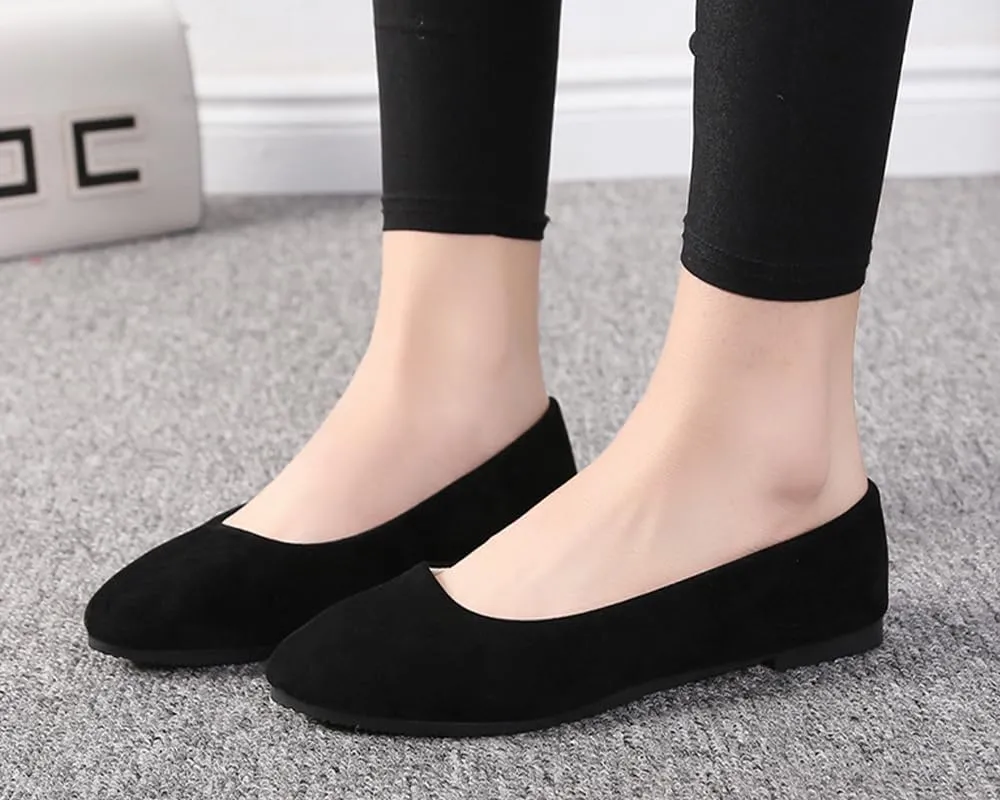 Flats Women's Shoes Pointed Toe Faux Suede Flat Walking Shoes Ladies Casual Flats Comfortable Soft-Soled Slip On Loafers Low Heels Ballet Flats Classic Dressy Shoes Office Work Party