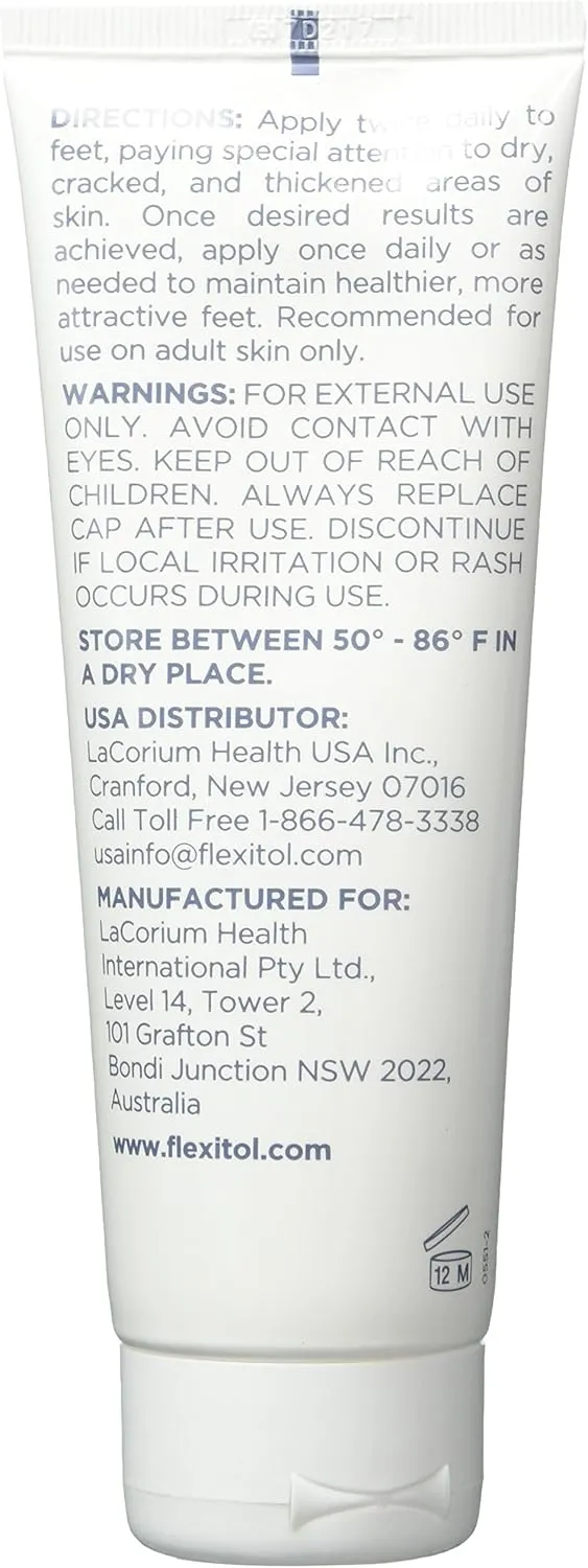 Flexitol Heel Balm 4 Oz Tube (Pack of 2), Rich Moisturizing & Exfoliating Foot Cream. Fast Relief of Rough, Dry & Cracked Skin on Heels/Feet. For Daily Use and Pedicures. Diabetic Safe and Effective
