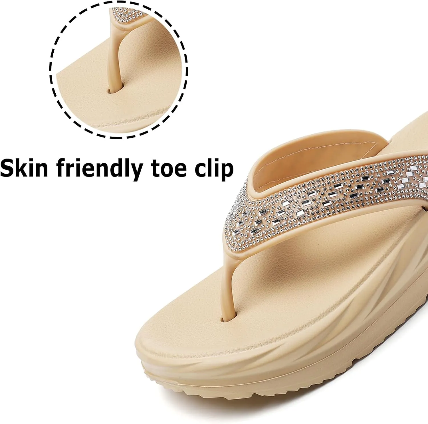 FLIOZY Women's Flip Flops with Rhinestone: Beach Thong Sandals - Summer Platform Slippers - Slip On Indoor Outdoor Walking Shoes