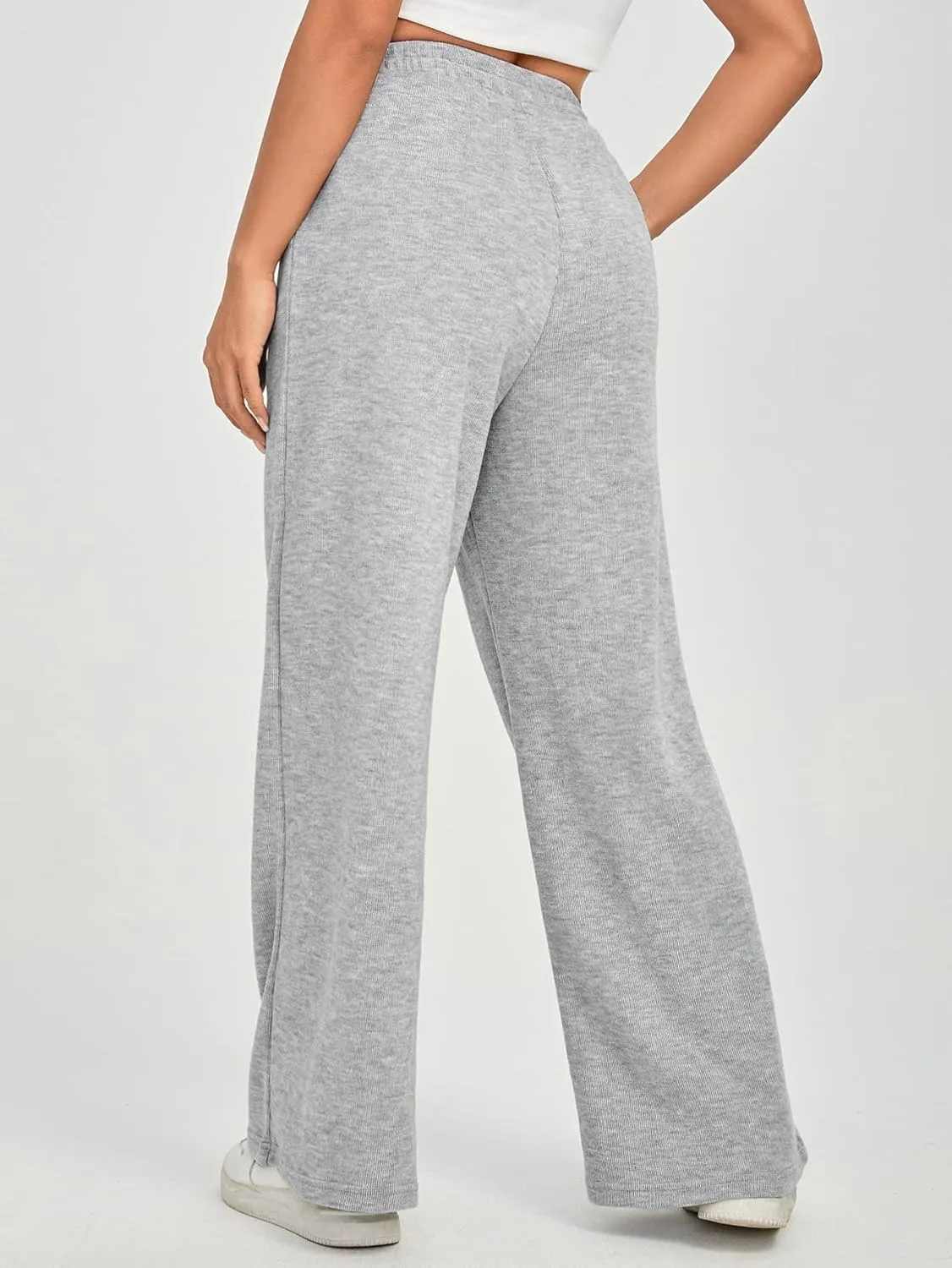 Floerns Women's Causal Drawstring High Waist Baggy Straight Wide Leg Sweatpants with Pockets