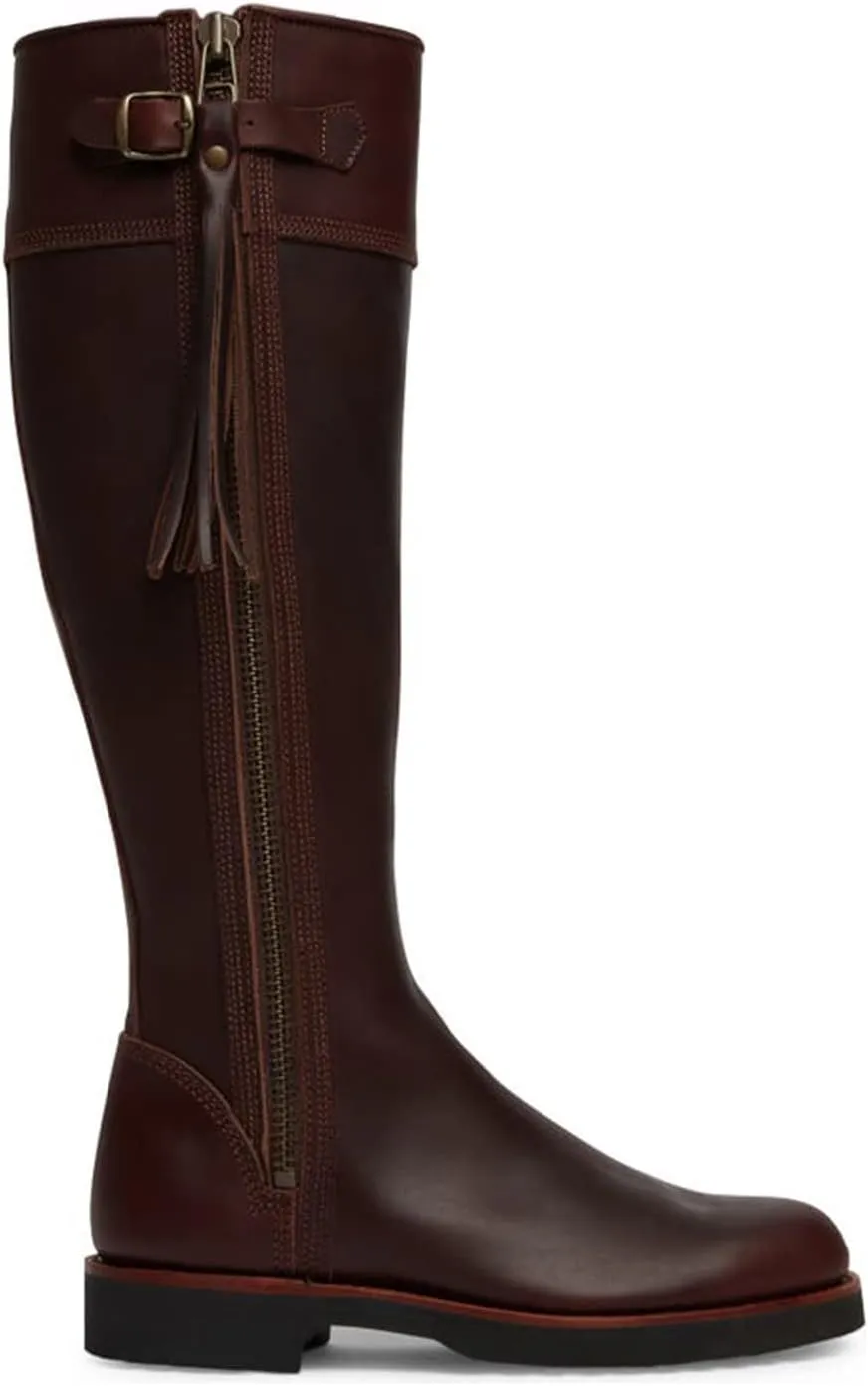 FOWT Women Cowboy Knee High Boots Low Chunky Heel Fringed Knee Boots Round Toe Side Zipper Buckle Boots, Tassel Western Riding Boots Casual or Dress up, Size 4-16