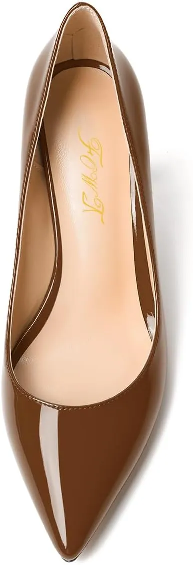 FOWT Women Pointed Toe Slip on Pumps Stable Wedge High Heels Party Evening Club Shoes Size 4-16 US