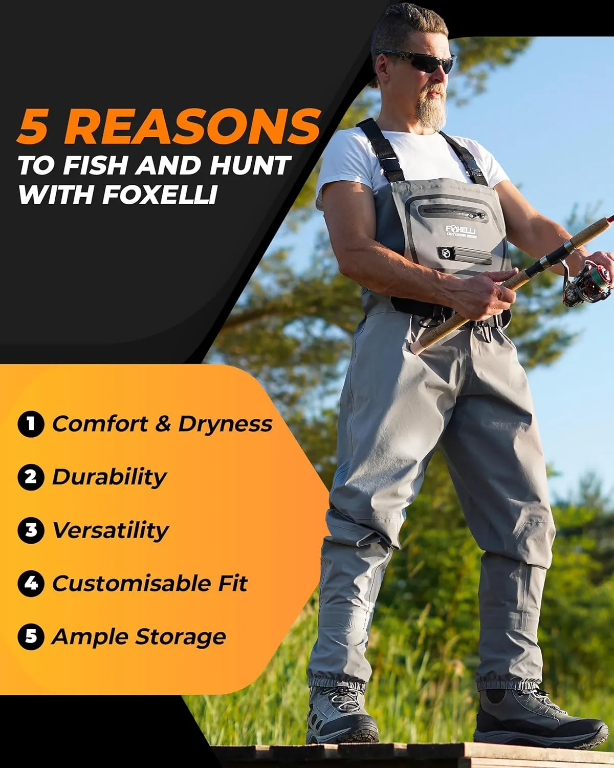 Foxelli Breathable Waders – Fly Fishing Stockingfoot Waders for Men and Women