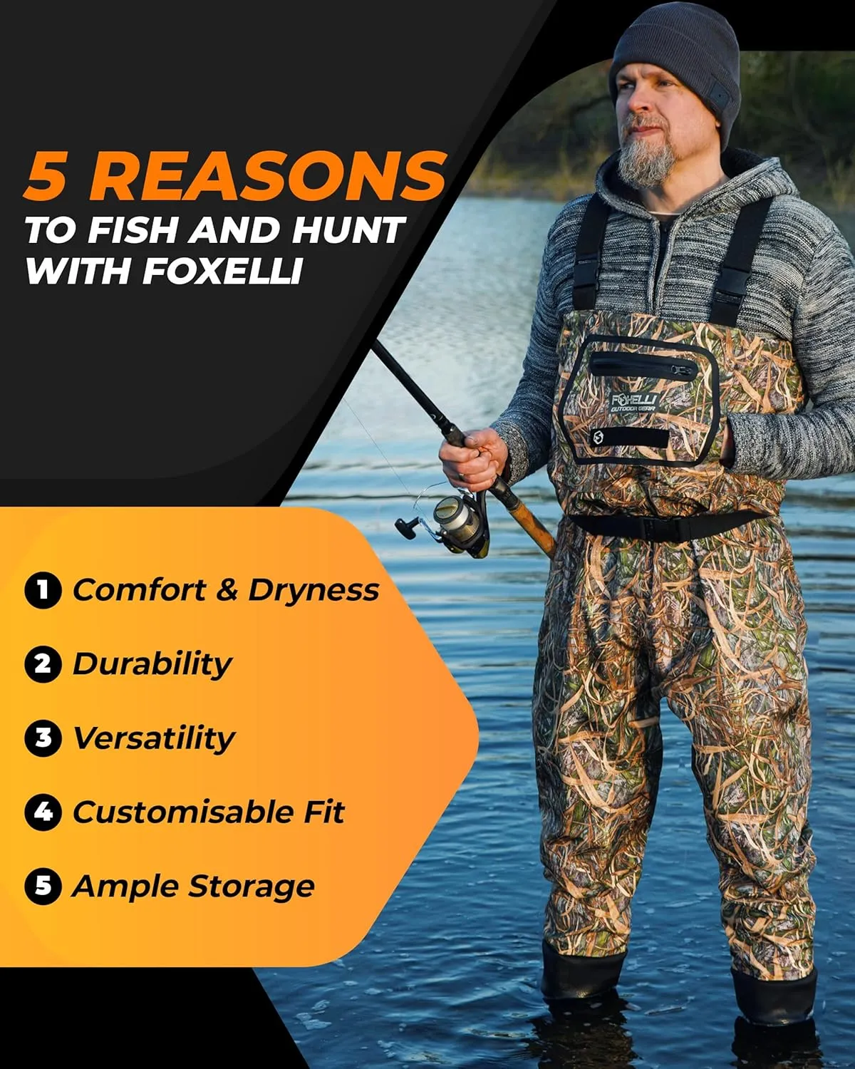 Foxelli Breathable Waders – Fly Fishing Stockingfoot Waders for Men and Women