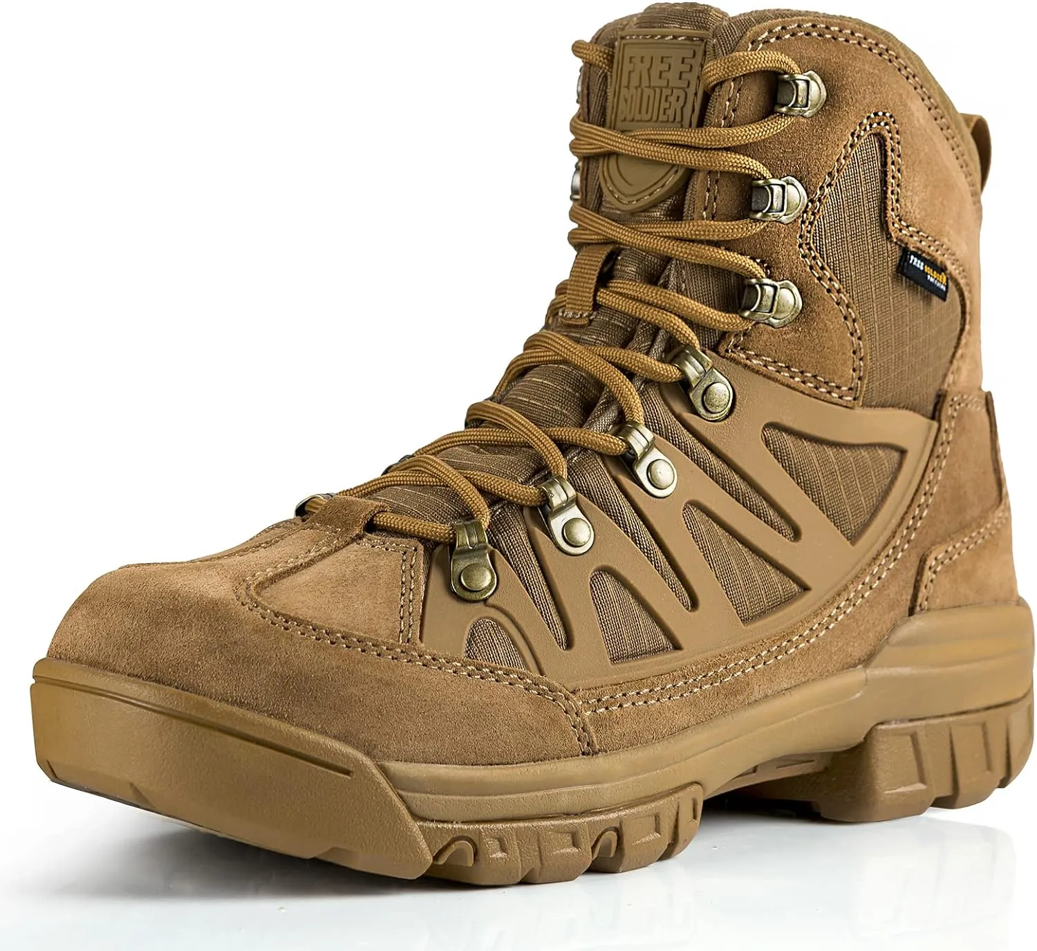 FREE SOLDIER Men's Waterproof Tactical Hiking Boots Military Work Boots Combat Boots(Brown 11.5)