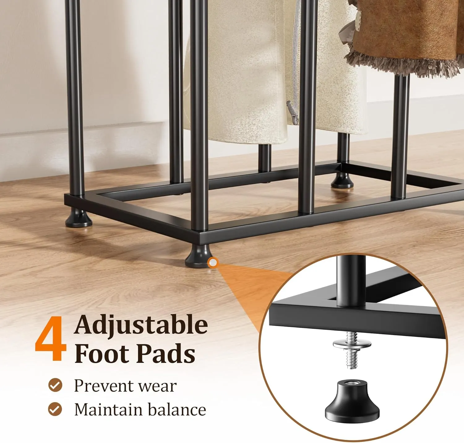 Freestanding Boot Rack Organizer Tall Boots - Vertical Shoe Storage Organizer for 4 Pairs, Prevents Creases & Sagging, Space-Saving Design for Entryways, Closets, Bedroom, Patio Outdoor, Hallway