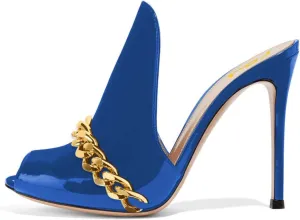 FSJ Women Pointed Toe Slide Mule Sandal Slippers Stiletto High Heels Loafers Slip on Backless Shoes 4-15 M US