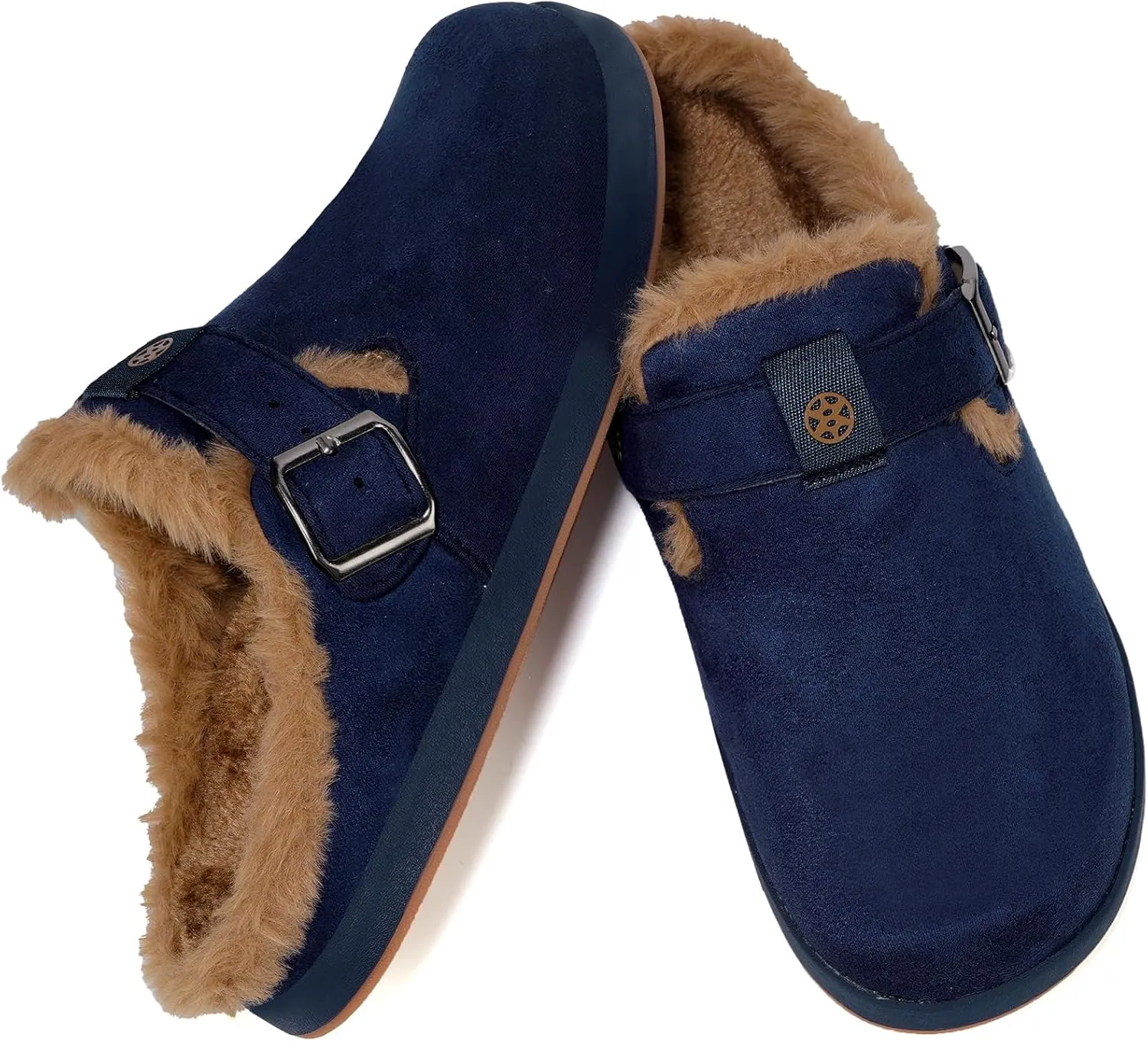 Fur Lined Clogs for Women Men | Suede Winter Slippers with Arch Support | Slip on Mules Potato Shoes with Removable Cushion Footbed | Warm Home House Shoes
