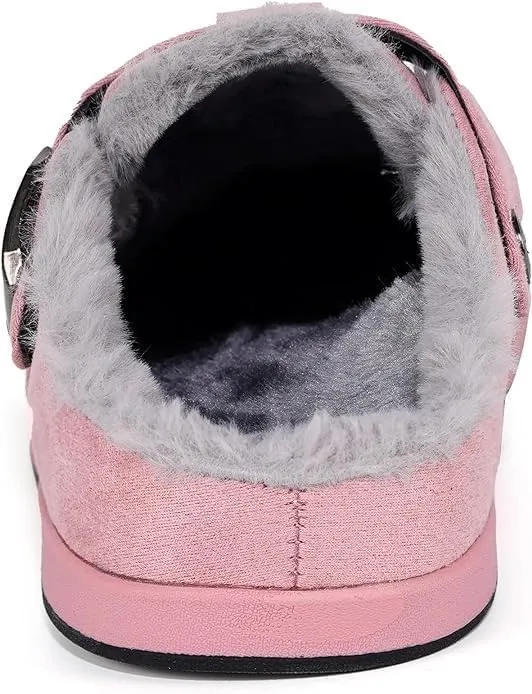Fur Lined Clogs for Women Men | Suede Winter Slippers with Arch Support | Slip on Mules Potato Shoes with Removable Cushion Footbed | Warm Home House Shoes