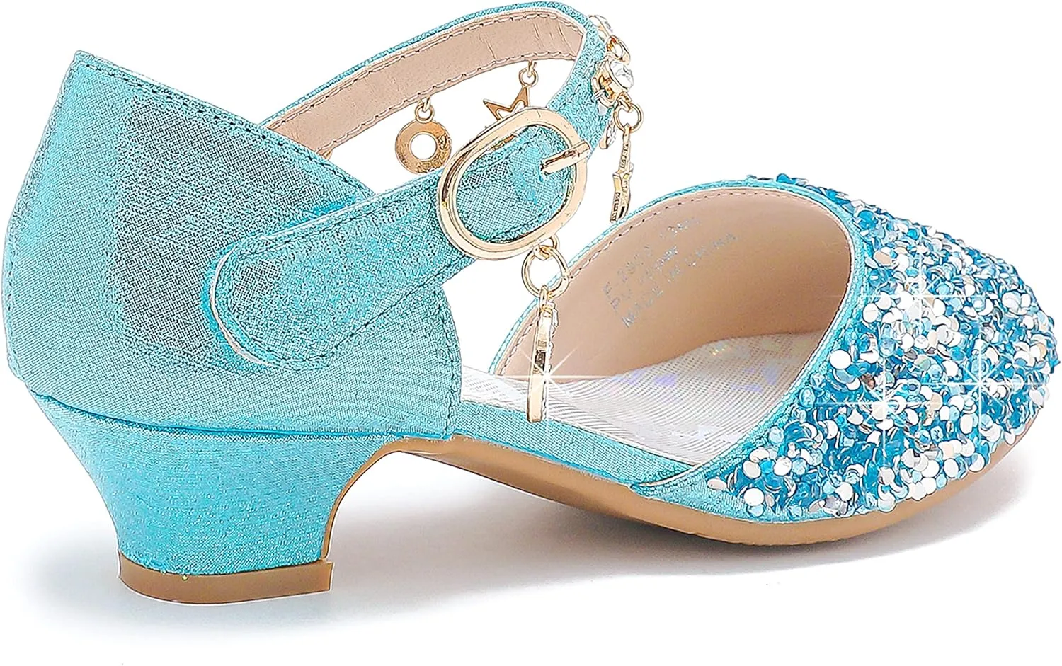 Furdeour Girls Dress Shoes Princess Crystal High Heels Closed Toe Party Wedding Flower Girls Shoes Toddler Little Big Kid