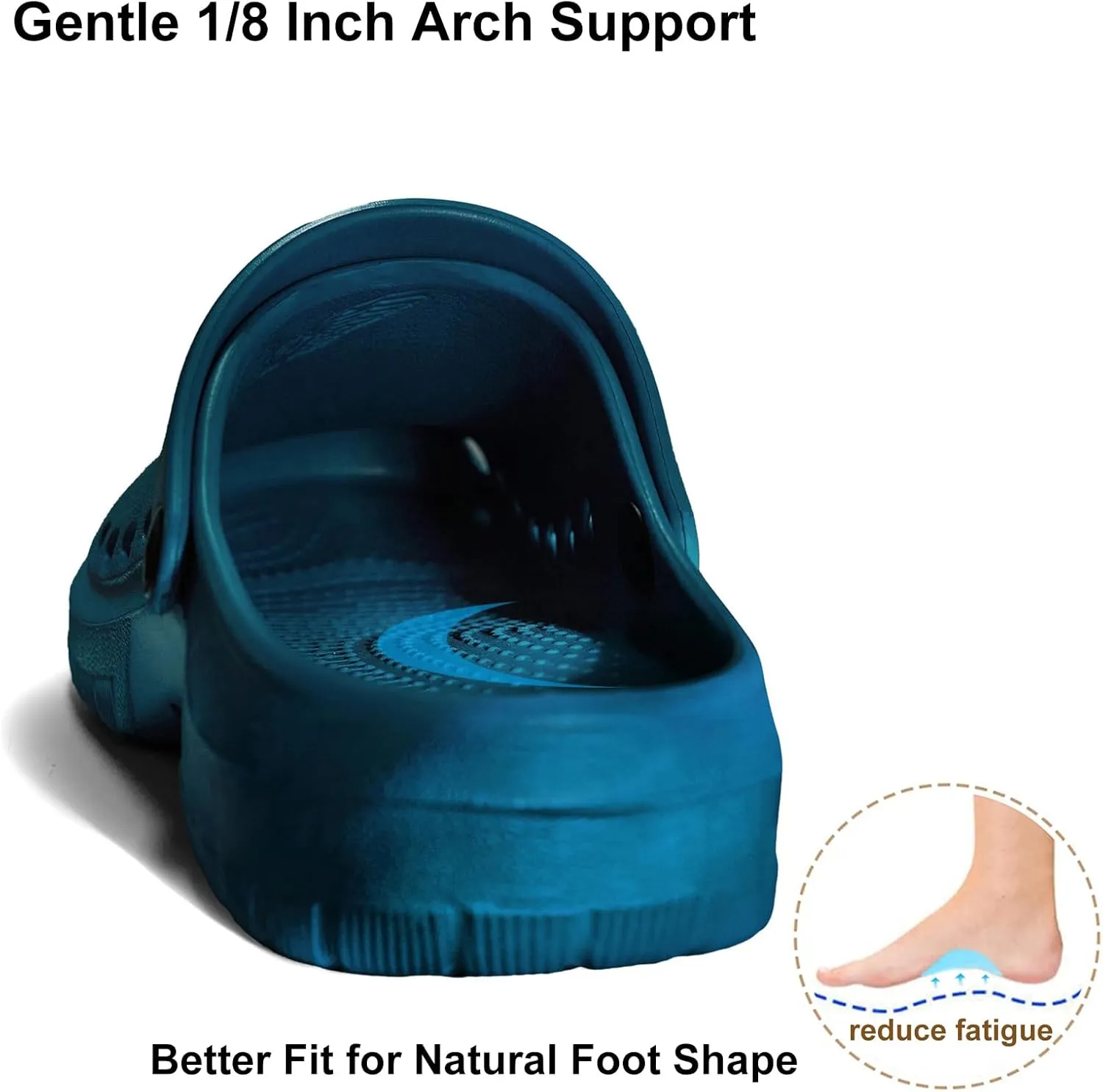 Gentle Arch Support Work Clogs Breathable Non Slip Shoes for Chef Nurse Garden Comfortable, Slip-on Lightweight Slides Sandals